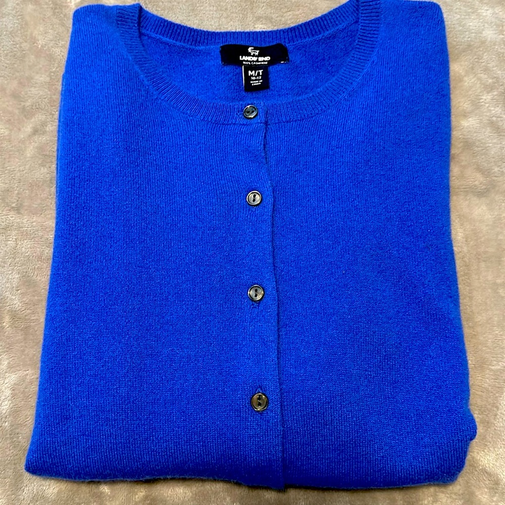 NWOT Lands’ End 100 percent cashmere sweater, cardigan, size Medium/Tall (M/T)